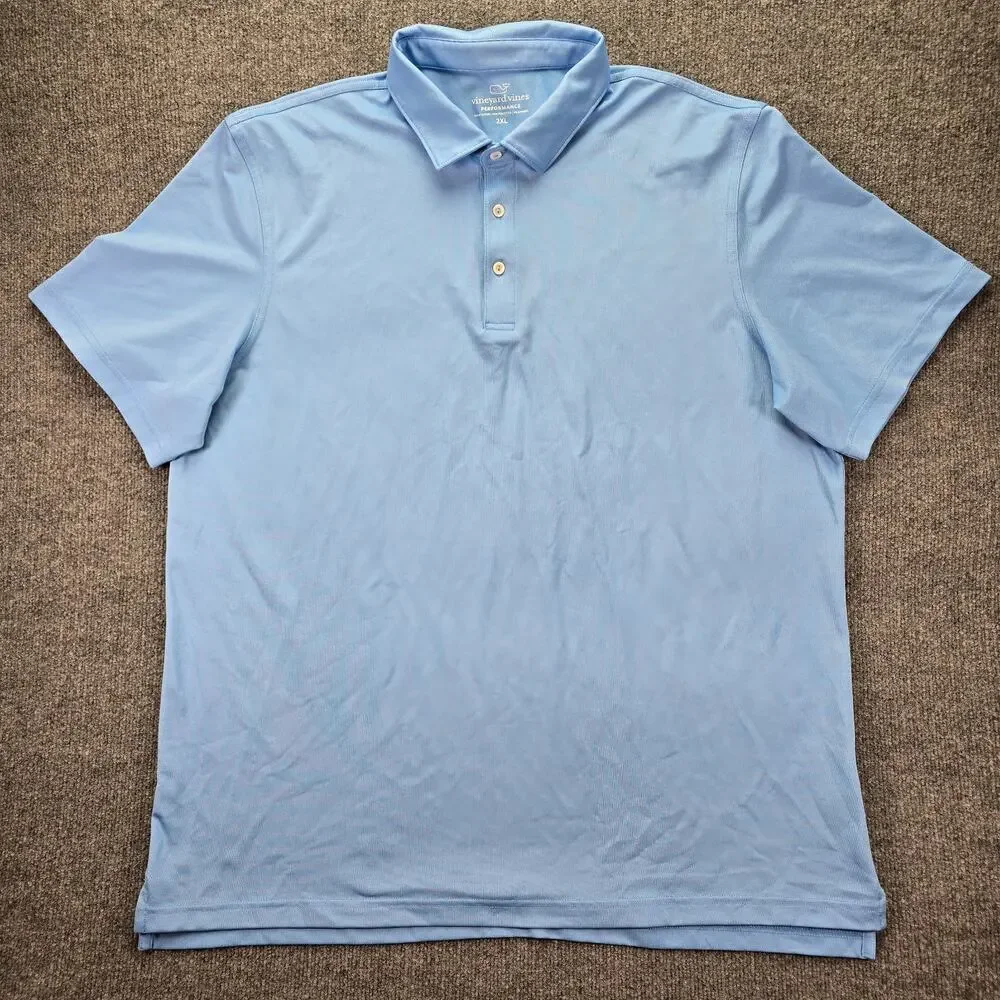 Vineyard Vines Performance Polo Shirt Mens XXL Light Blue Golf Stretch Casual